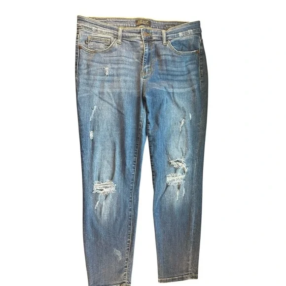 Judy Blue Women's 15/32 Jeans Stretch Distressed Dark Mid Rise JB8271DK - Picture 9 of 11